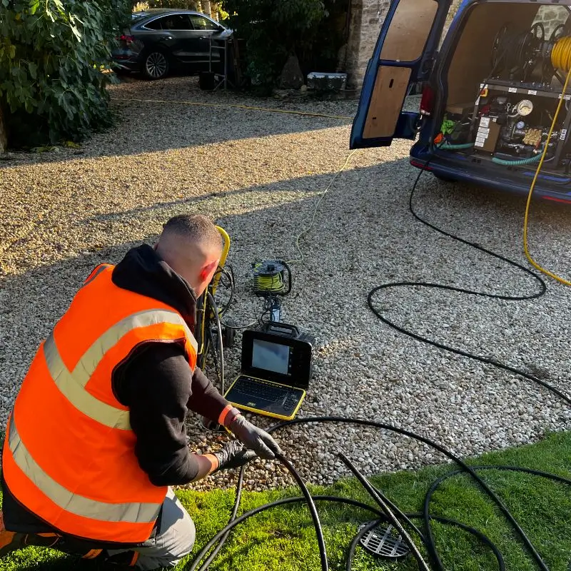 Blocked Drains Oxford Engineer Carrying Out A CCTV Drain Survey